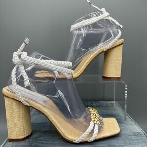 NEW Schutz Hina Block Heeled Sandal White Size 9.5B